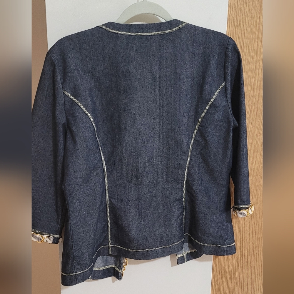 💝2/$10💝Dark Blue Denim Jacket with Gold-Trim Detail - Picture 2 of 8